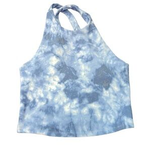 Abercrombie & Fitch Soft & Stretchy Blue Tie-Dye Cross-Back Crop Top Tank Sz XS